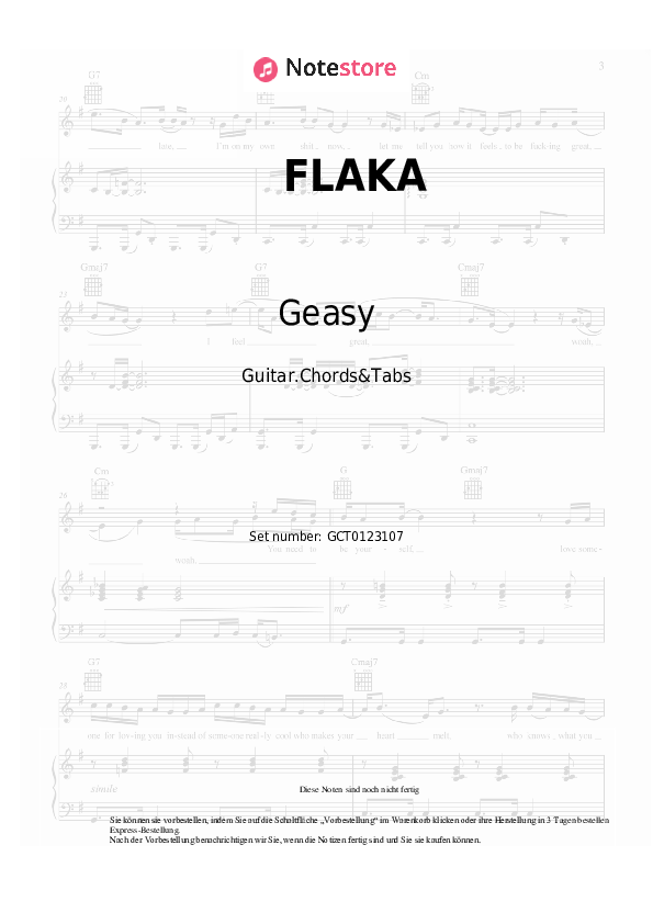 Akkorde Geasy, Dafina Zeqiri - FLAKA - Gitarren.Akkorde&Tabas