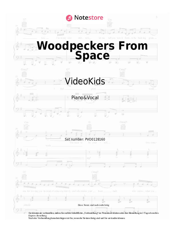 Noten mit Gesang VideoKids - Woodpeckers From Space - Klavier&Gesang
