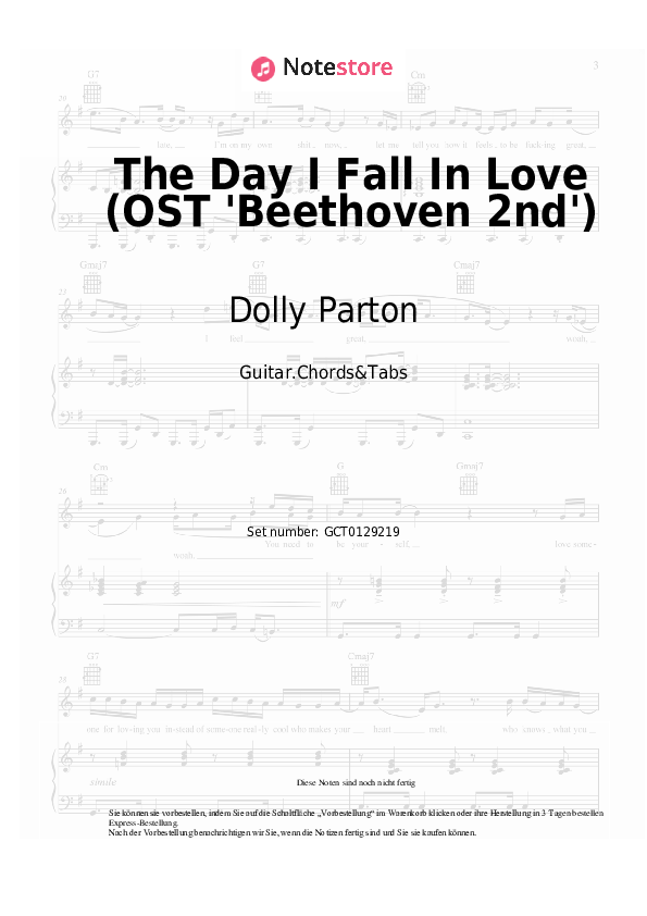 Akkorde Dolly Parton, James Ingram - The Day I Fall In Love (OST 'Beethoven 2nd') - Gitarren.Akkorde&Tabas