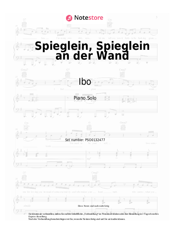 Noten Ibo, Stereoact - Spieglein, Spieglein an der Wand (NewHouse Remix) - Klavier.Solo
