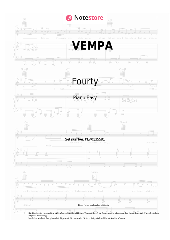 Einfache Noten Fourty, Bausa - VEMPA - Klavier.Einfach