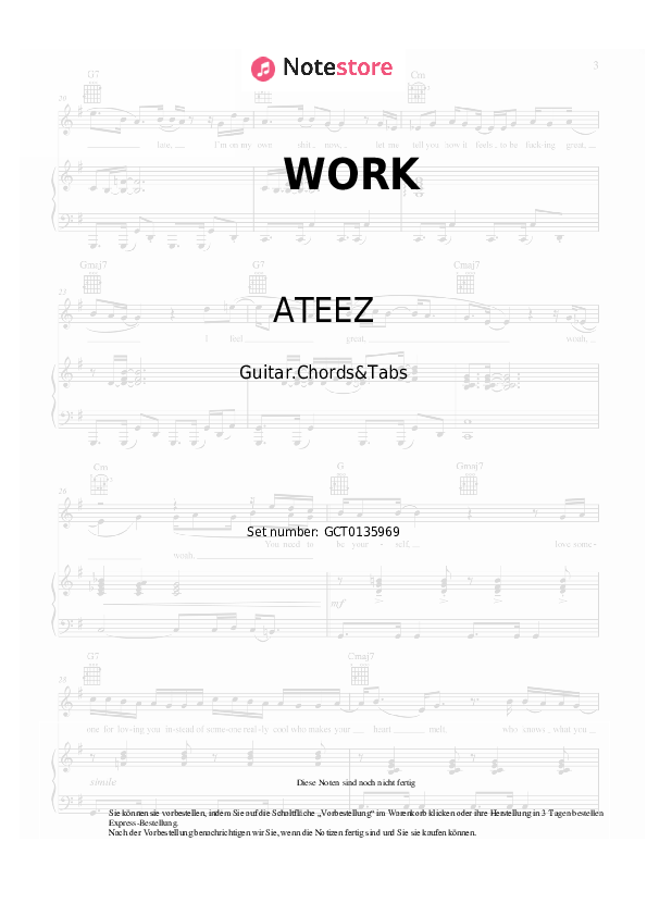 Akkorde ATEEZ - WORK - Gitarren.Akkorde&Tabas