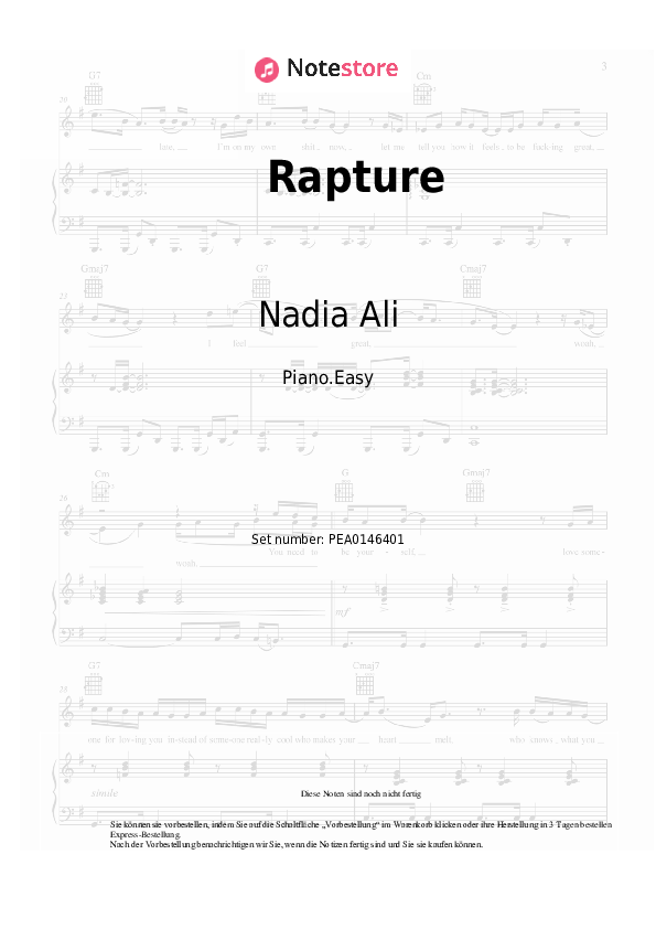 Einfache Noten Nadia Ali - Rapture - Klavier.Einfach