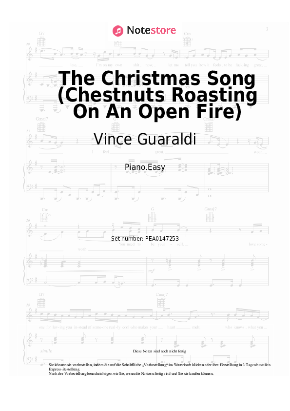 Einfache Noten Vince Guaraldi - The Christmas Song (Chestnuts Roasting On An Open Fire) - Klavier.Einfach