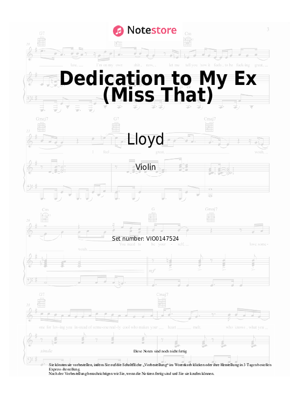 Noten Lloyd, Lil Wayne, André 3000 - Dedication to My Ex (Miss That) - Violine