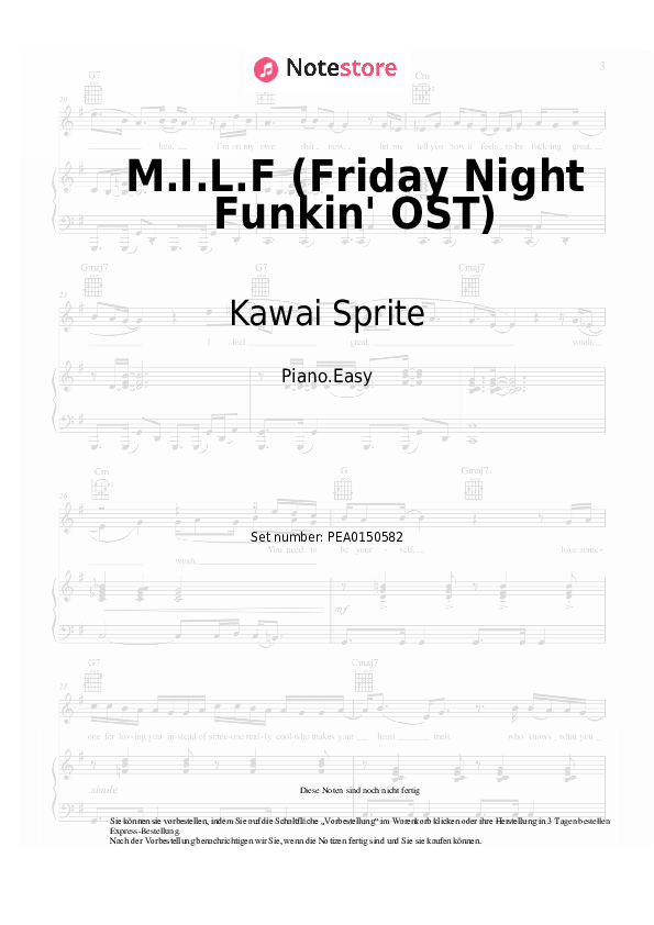 Einfache Noten - M.I.L.F (Friday Night Funkin' OST) - Klavier.Einfach