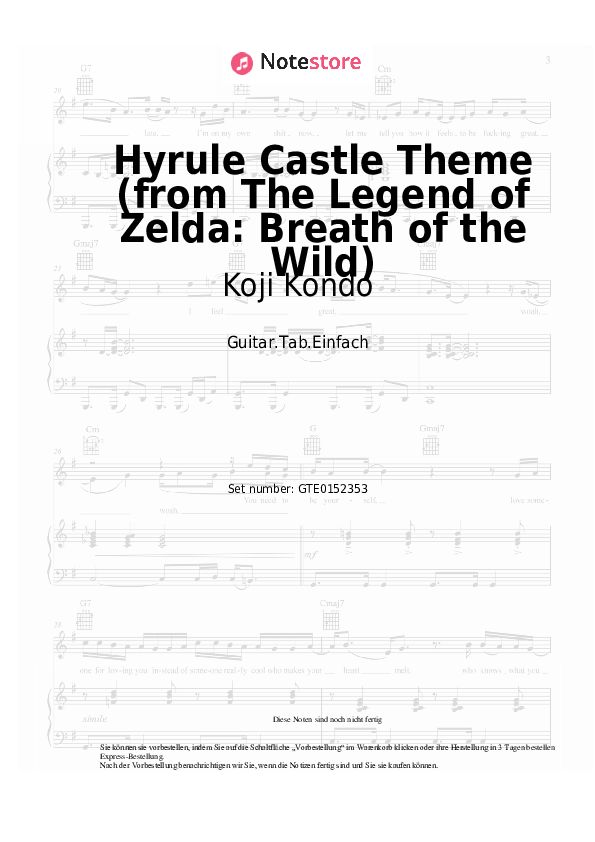 Einfache Tabs Koji Kondo - Hyrule Castle Theme (from The Legend of Zelda) - Gitarre.Tabs.Easy