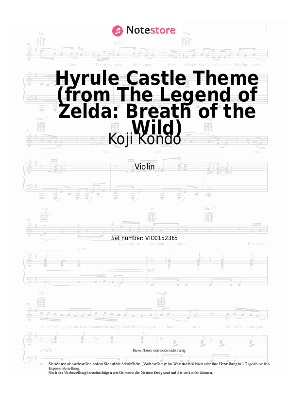 Noten Koji Kondo - Hyrule Castle Theme (from The Legend of Zelda) - Violine