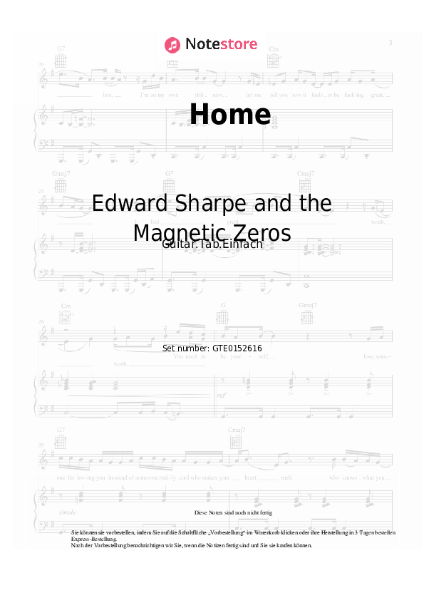 Einfache Tabs Edward Sharpe and the Magnetic Zeros - Home - Gitarre.Tabs.Easy