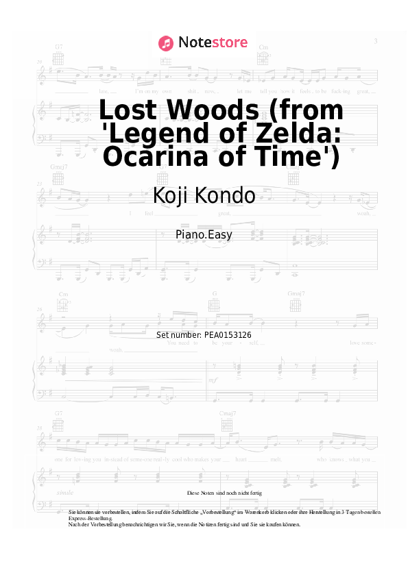 Einfache Noten Koji Kondo - Lost Woods (from 'Legend of Zelda: Ocarina of Time') - Klavier.Einfach