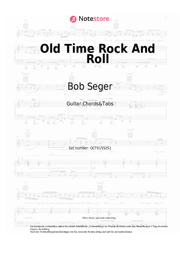 Akkorde Bob Seger - Old Time Rock And Roll - Gitarren.Akkorde&Tabas