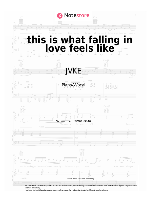 Noten mit Gesang JVKE - ​this is what falling in love feels like - Klavier&Gesang