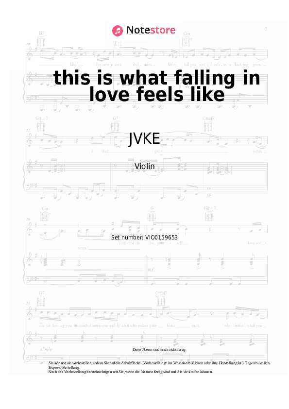 Noten JVKE - ​this is what falling in love feels like - Violine