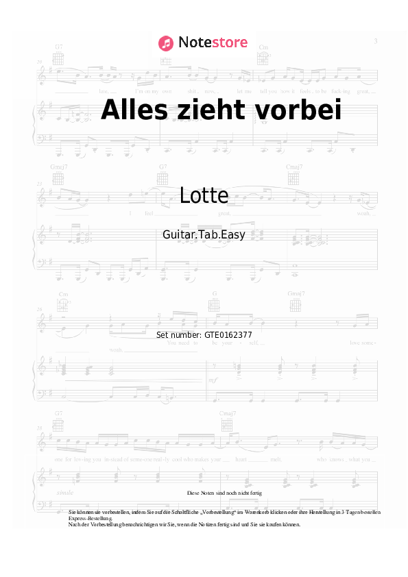 Einfache Tabs Lotte - Alles zieht vorbei - Gitarre.Tabs.Easy