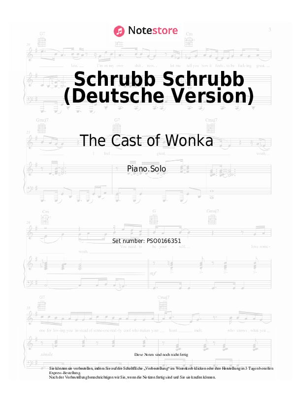 Noten The Cast of Wonka - Schrubb Schrubb (Deutsche Version) - Klavier.Solo