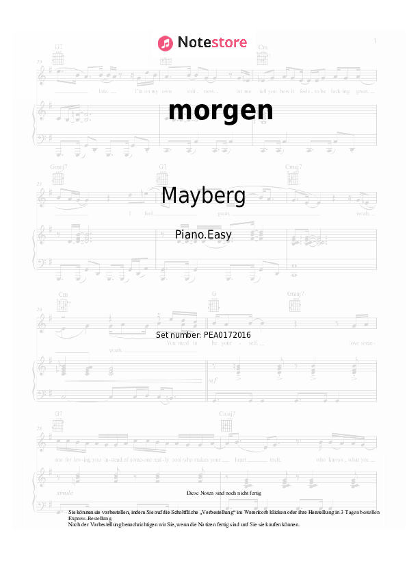 Einfache Noten Mayberg - morgen - Klavier.Einfach