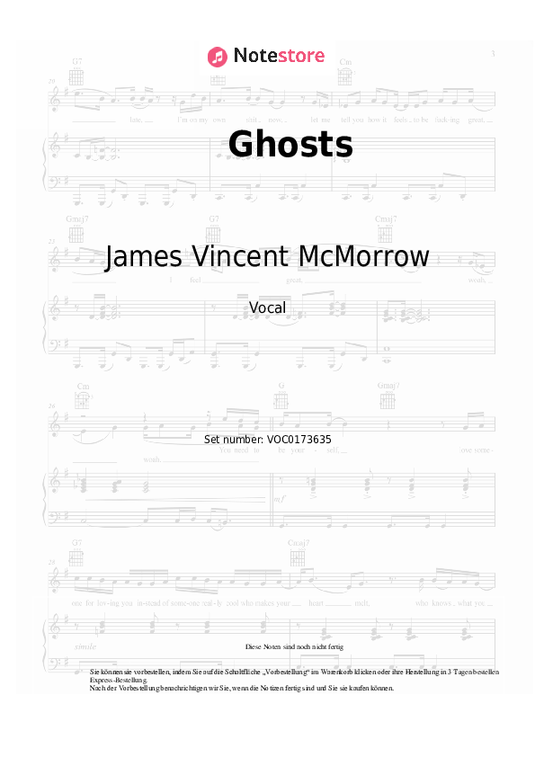 Noten James Vincent McMorrow - Ghosts - Gesang