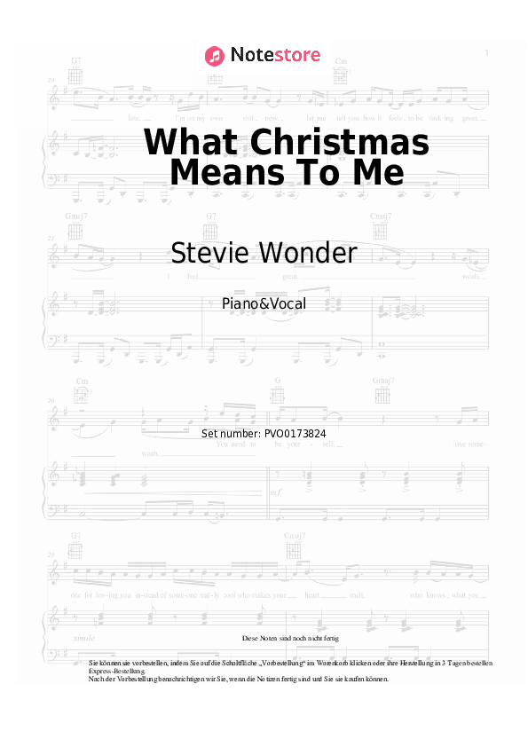 Noten mit Gesang Stevie Wonder - What Christmas Means To Me - Klavier&Gesang