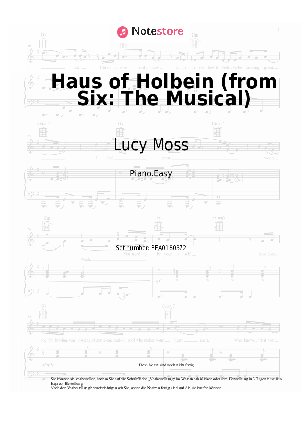 Einfache Noten Lucy Moss, Toby Marlow - Haus of Holbein (from Six: The Musical) - Klavier.Einfach