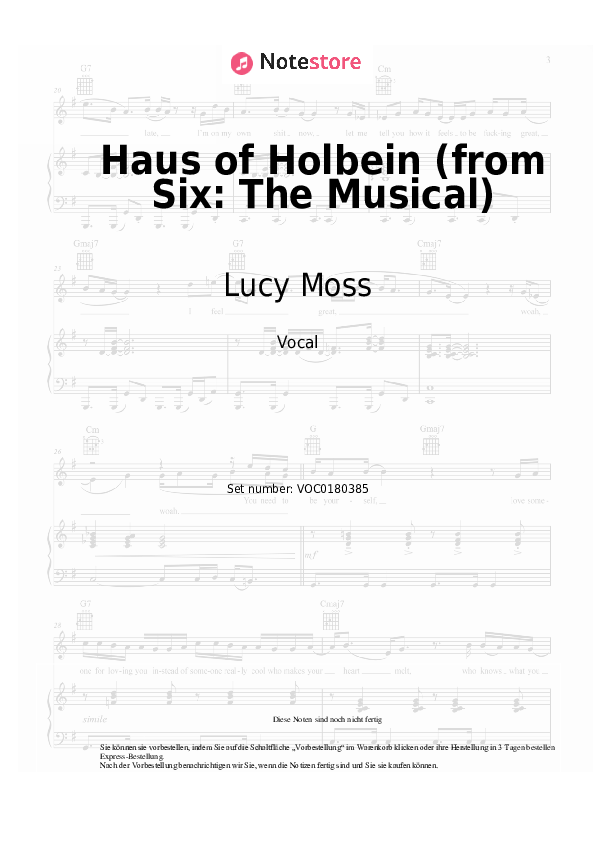 Noten Lucy Moss, Toby Marlow - Haus of Holbein (from Six: The Musical) - Gesang