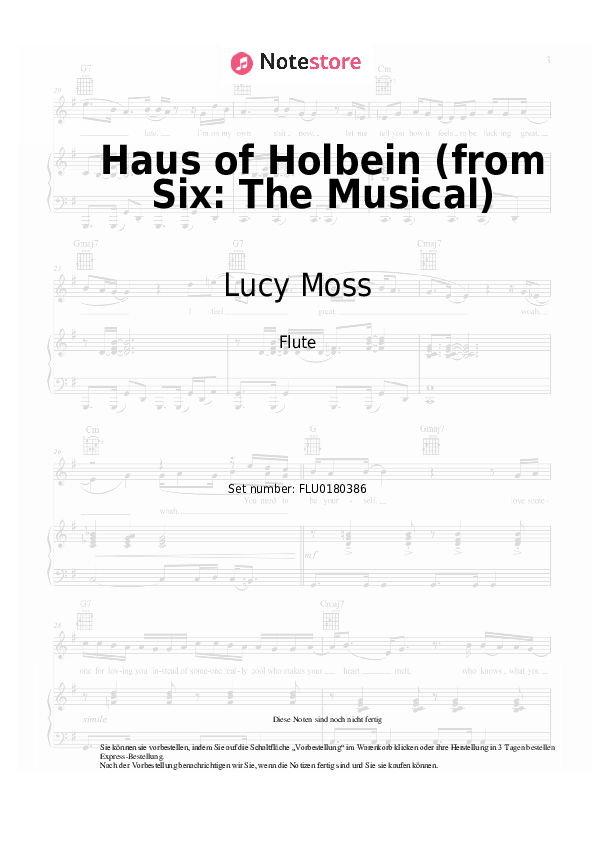 Noten Lucy Moss, Toby Marlow - Haus of Holbein (from Six: The Musical) - Flöte