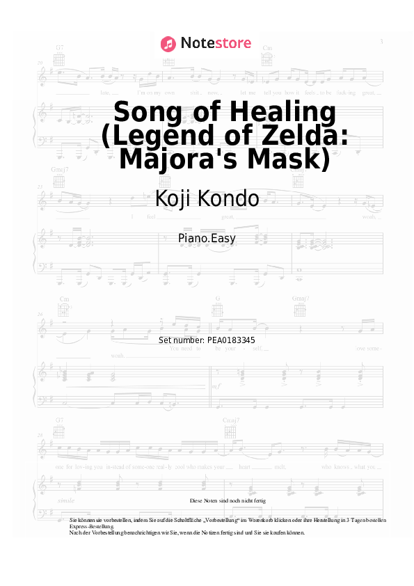 Einfache Noten Koji Kondo - Song of Healing (Legend of Zelda: Majora's Mask) - Klavier.Einfach