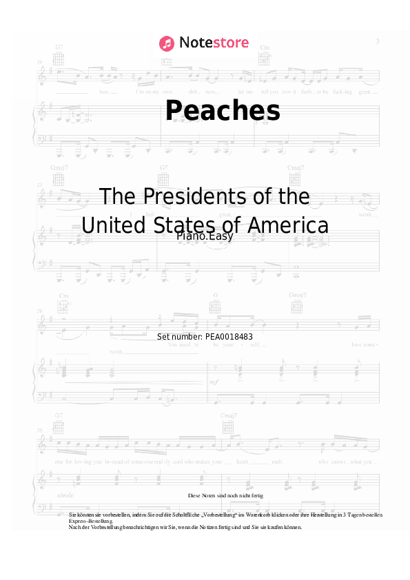 Einfache Noten The Presidents of the United States of America - Peaches - Klavier.Easy