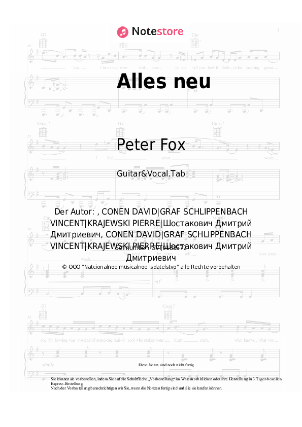 Akkorde und Gesang Peter Fox - Alles neu - Gitarre&Gesang.Tabs