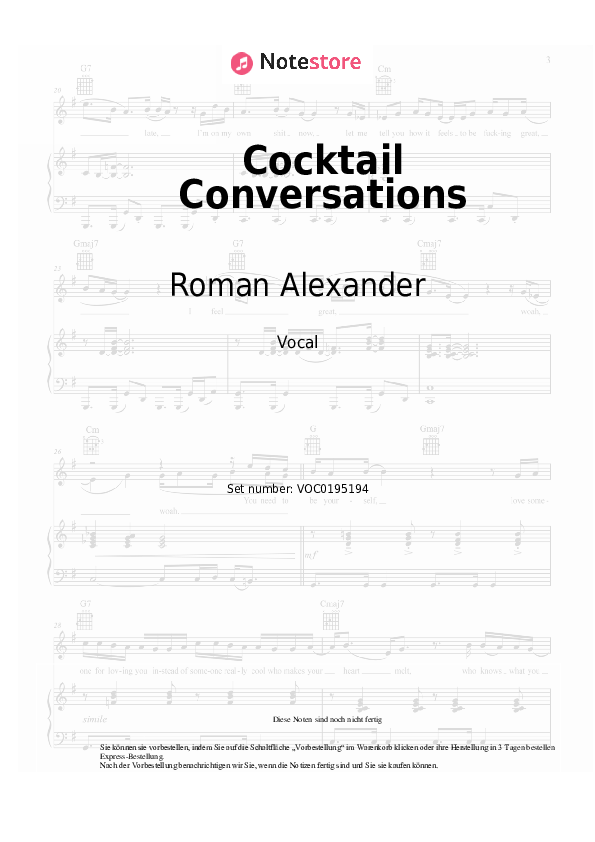 Noten Roman Alexander - Cocktail Conversations - Gesang