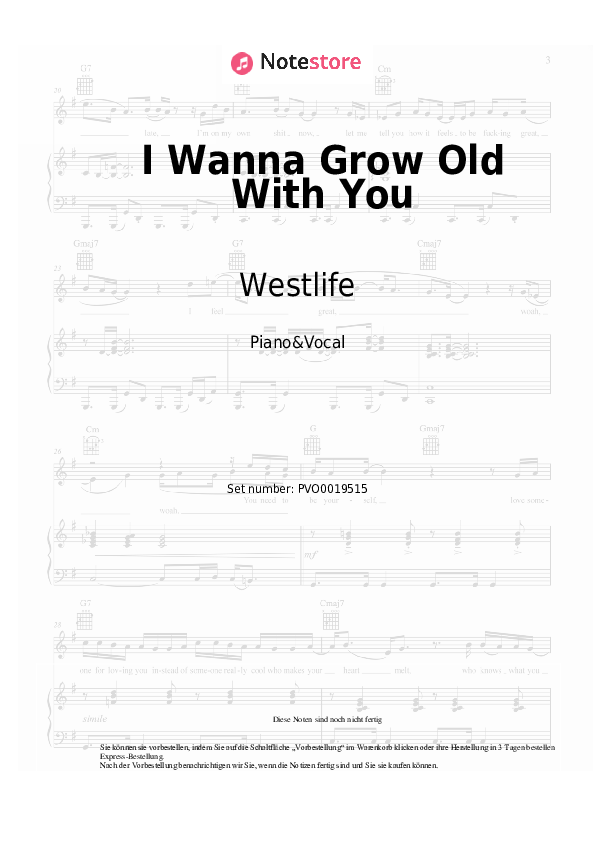 Westlife - I Wanna Grow Old With You Noten für Piano