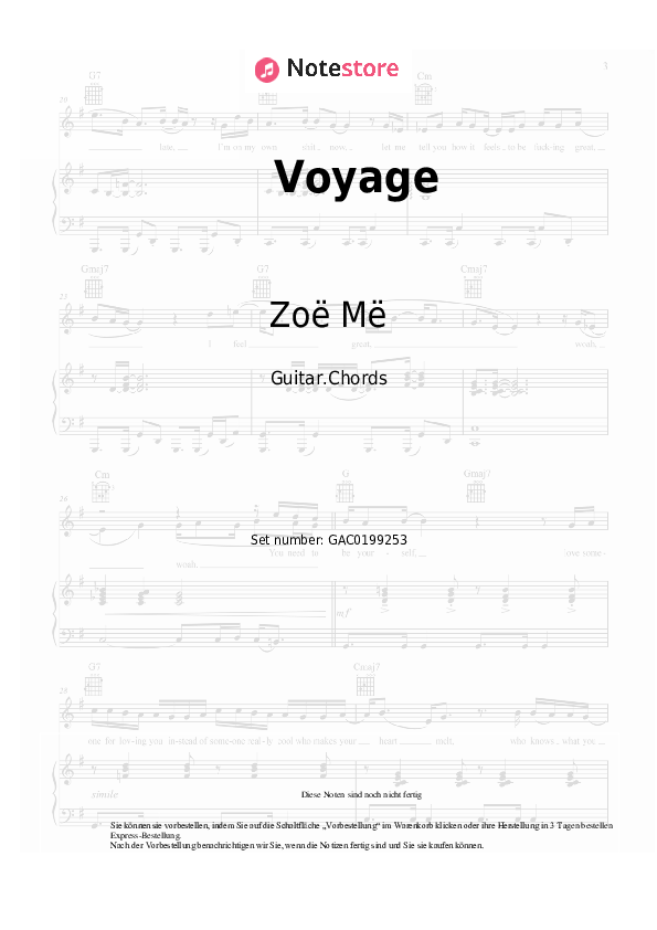 Akkorde Zoë Më - Voyage - Gitarre.Akkorde