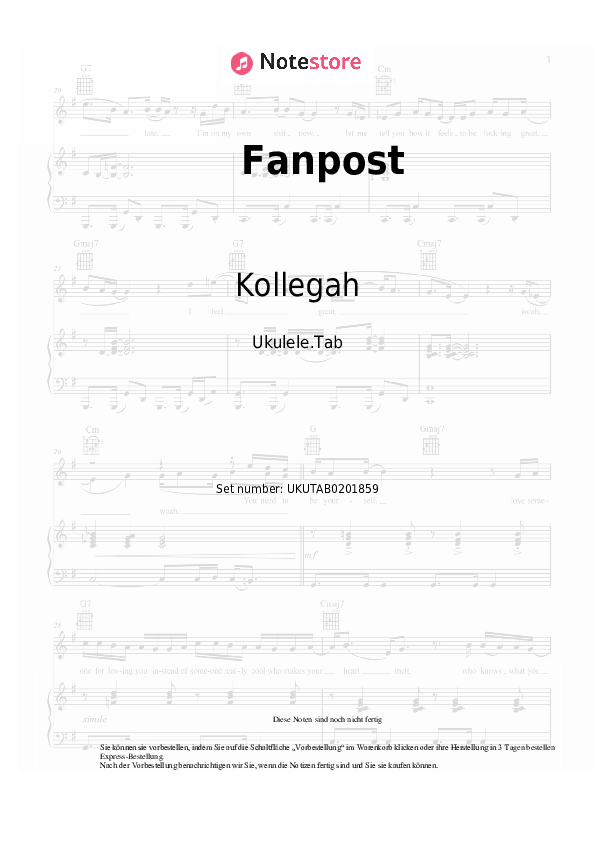 Noten Kollegah - Fanpost - Ukulele.Tabs