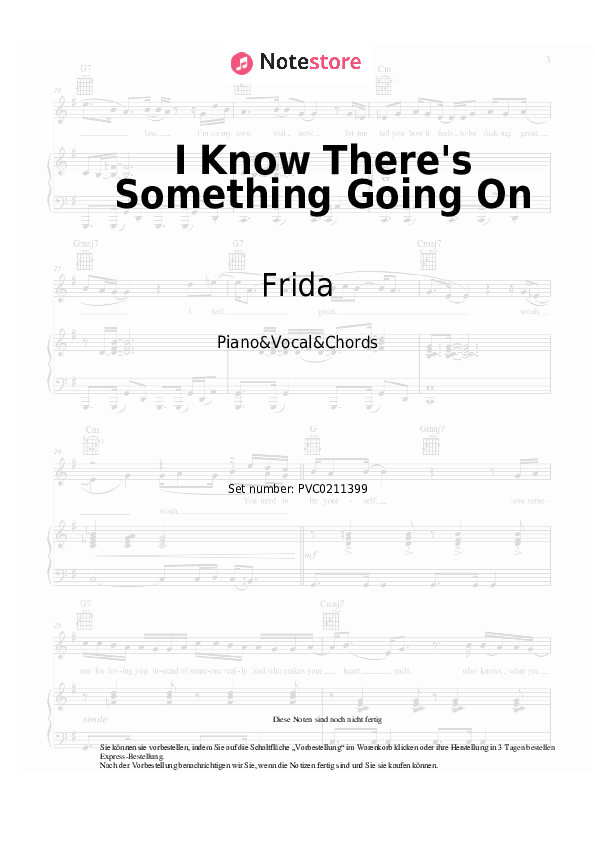 Noten und Akkorde Frida - I Know There's Something Going On - Klavier&Gesang&Akkorde