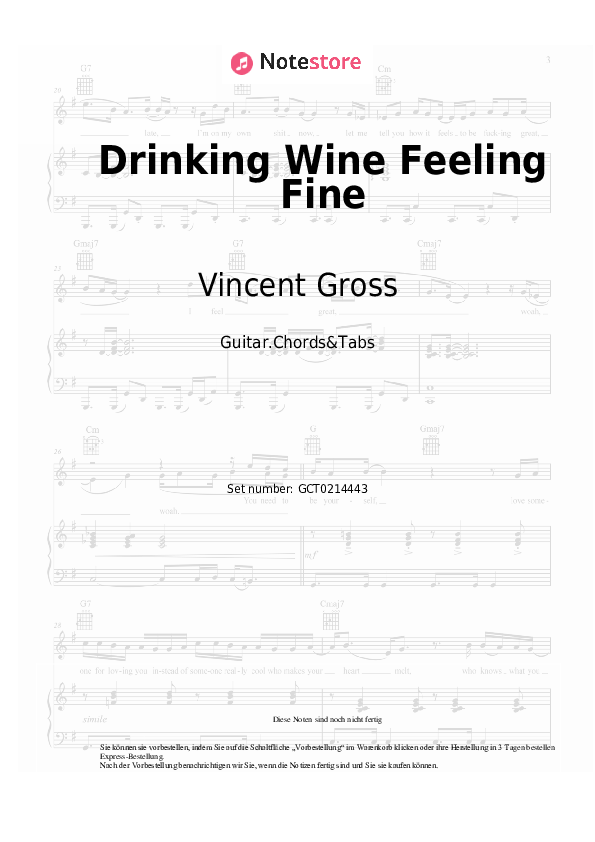 Akkorde Vincent Gross, Olaf der Flipper - Drinking Wine Feeling Fine - Gitarren.Akkorde&Tabas