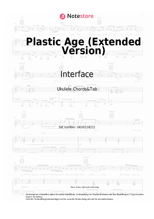 Noten Interface - Plastic Age (Extended Version) - Ukulele.Akkorde&Tabs