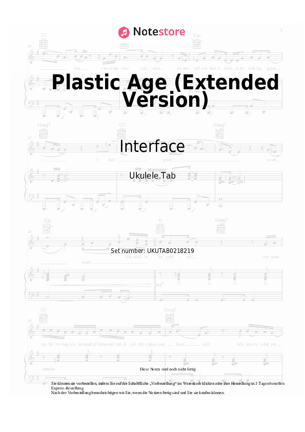 Noten Interface - Plastic Age (Extended Version) - Ukulele.Tabs