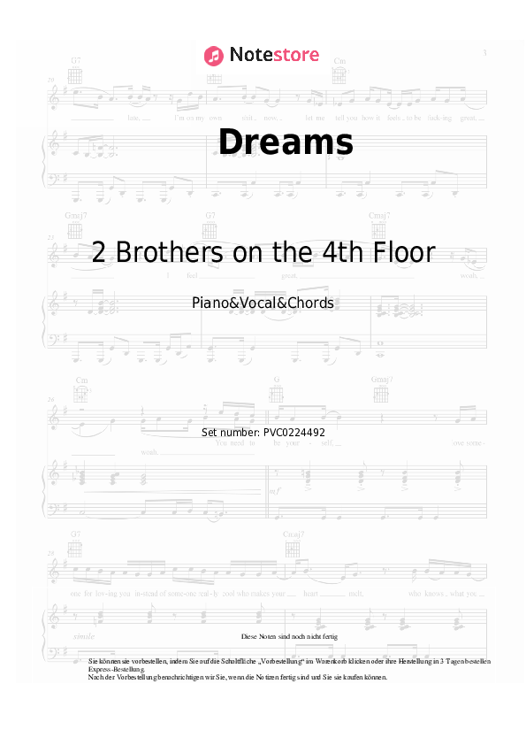Noten und Akkorde 2 Brothers on the 4th Floor - Dreams - Klavier&Gesang&Akkorde