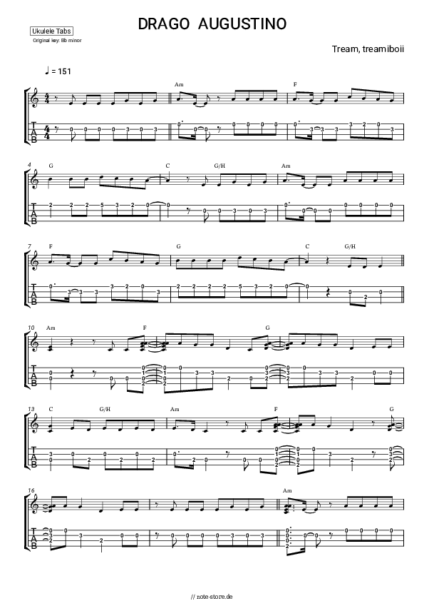 Noten Tream, treamiboii - DRAGO AUGUSTINO - Ukulele.Tabs