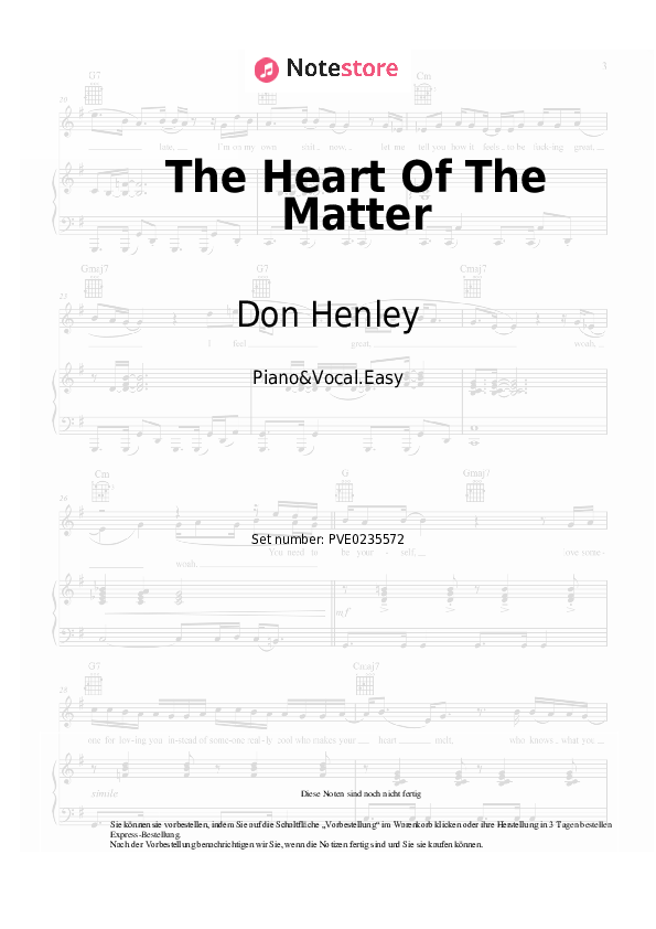 Einfache Noten Don Henley - The Heart Of The Matter - Klavier&Gesang.Einfach