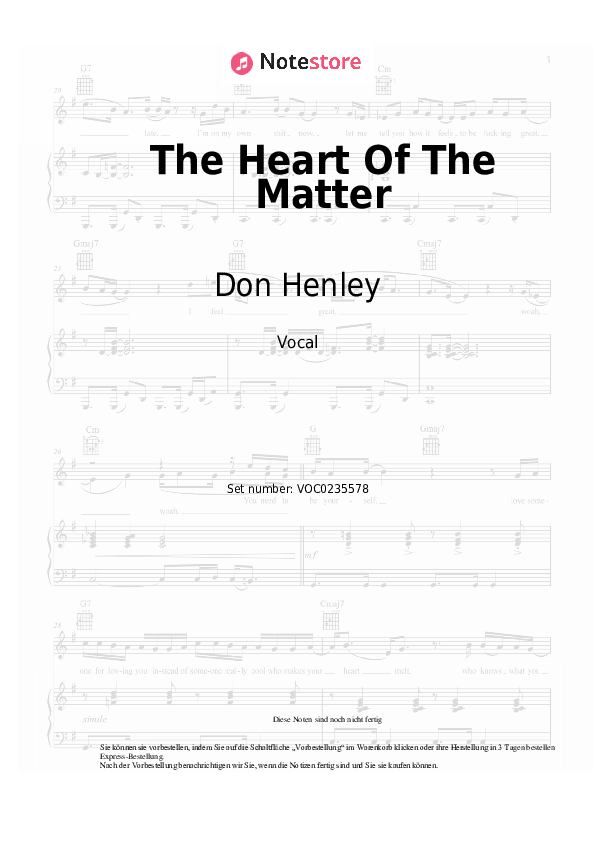 Noten Don Henley - The Heart Of The Matter - Gesang