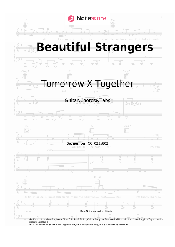 Akkorde Tomorrow X Together - Beautiful Strangers - Gitarren.Akkorde&Tabas