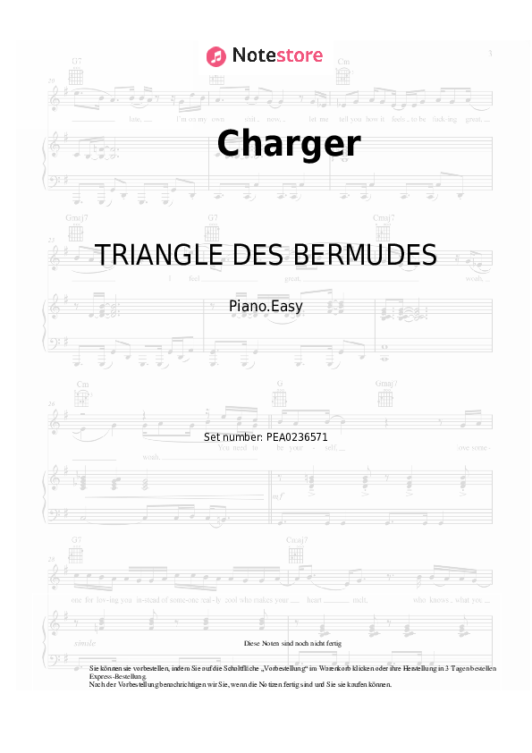 Einfache Noten TRIANGLE DES BERMUDES - Charger - Klavier.Einfach
