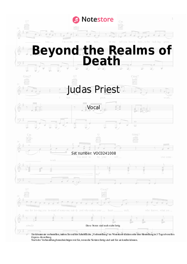 Noten Judas Priest - Beyond the Realms of Death - Gesang