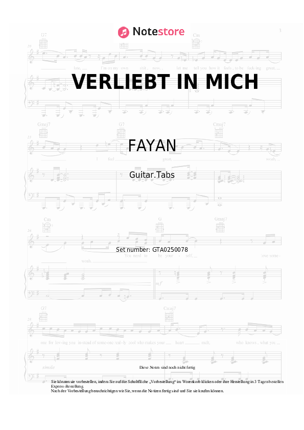 Tabs FAYAN, Dalton - VERLIEBT IN MICH - Gitarre.Tabs
