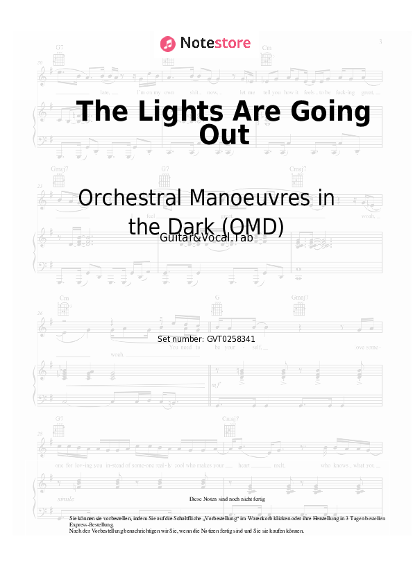 Akkorde und Gesang Orchestral Manoeuvres in the Dark (OMD) - The Lights Are Going Out - Gitarre&Gesang.Tabs