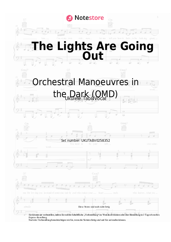 Noten Orchestral Manoeuvres in the Dark (OMD) - The Lights Are Going Out - Ukulele.Tabs&Gesang