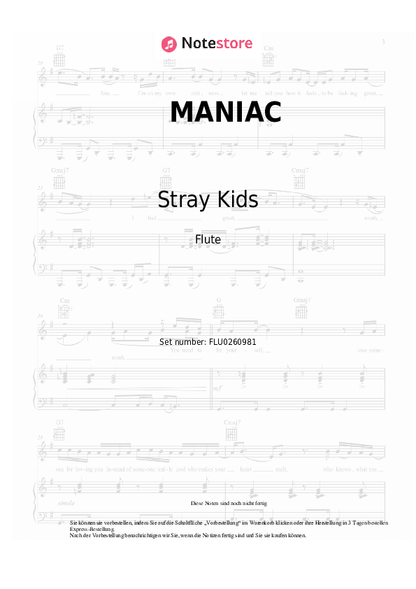 Noten Stray Kids - MANIAC - Flöte