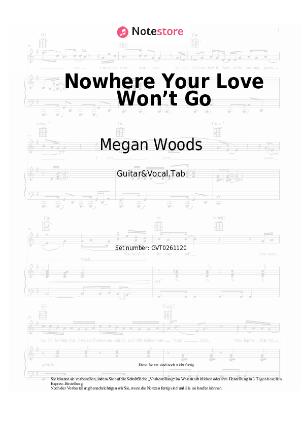 Akkorde und Gesang Megan Woods - Nowhere Your Love Won’t Go - Gitarre&Gesang.Tabs
