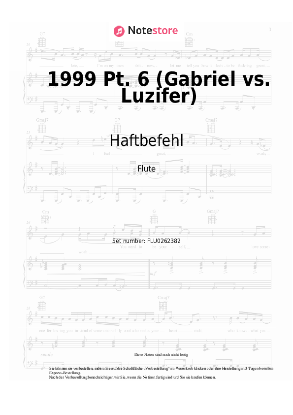 Noten Haftbefehl - 1999 Pt. 6 (Gabriel vs. Luzifer) - Flöte