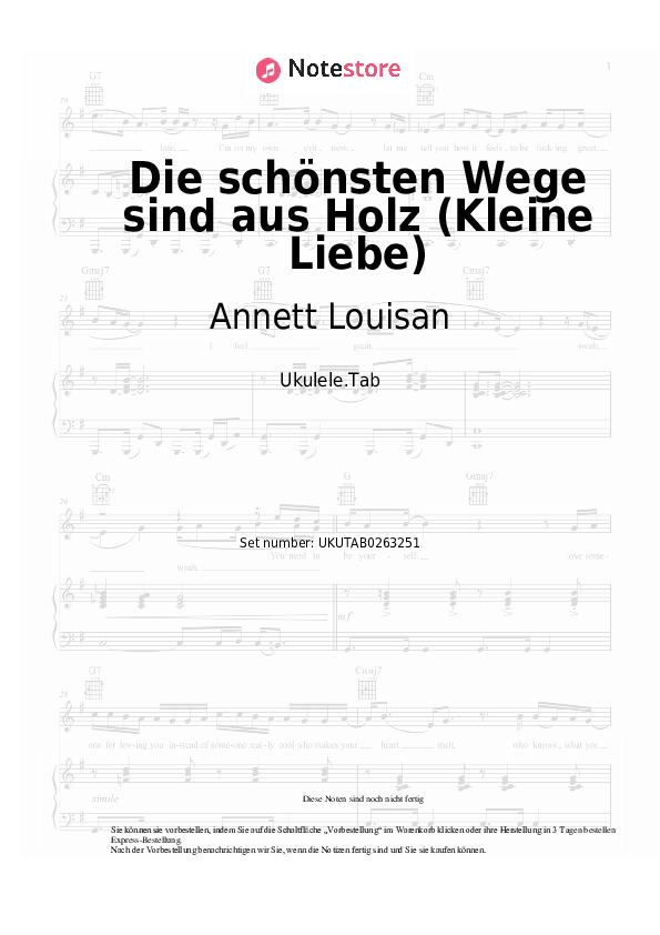 Noten Annett Louisan - Die schönsten Wege sind aus Holz (Kleine Liebe) - Ukulele.Tabs